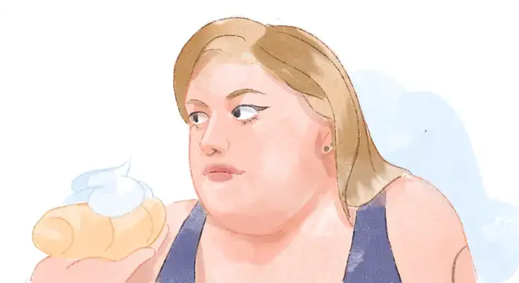 A woman who thinks, "How to stop being so fat?”