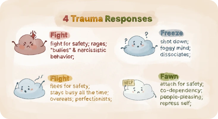 fight, flight, freeze or fawn chart