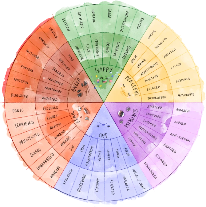 Feelings Wheel to understand how to feel your feelings