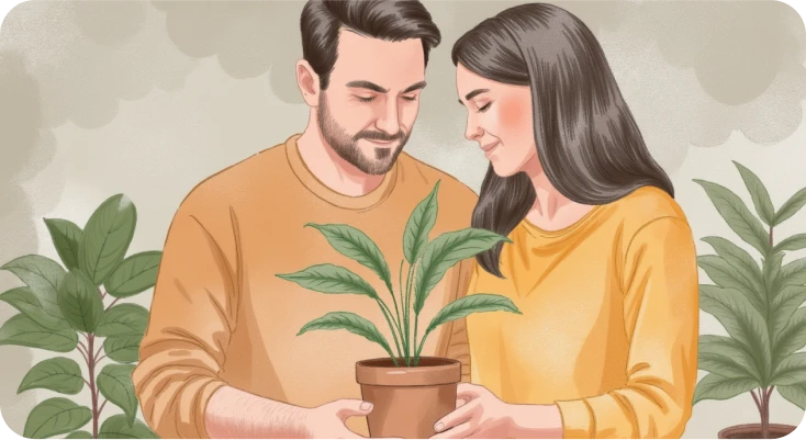 A loving couple cultivating unconditional love