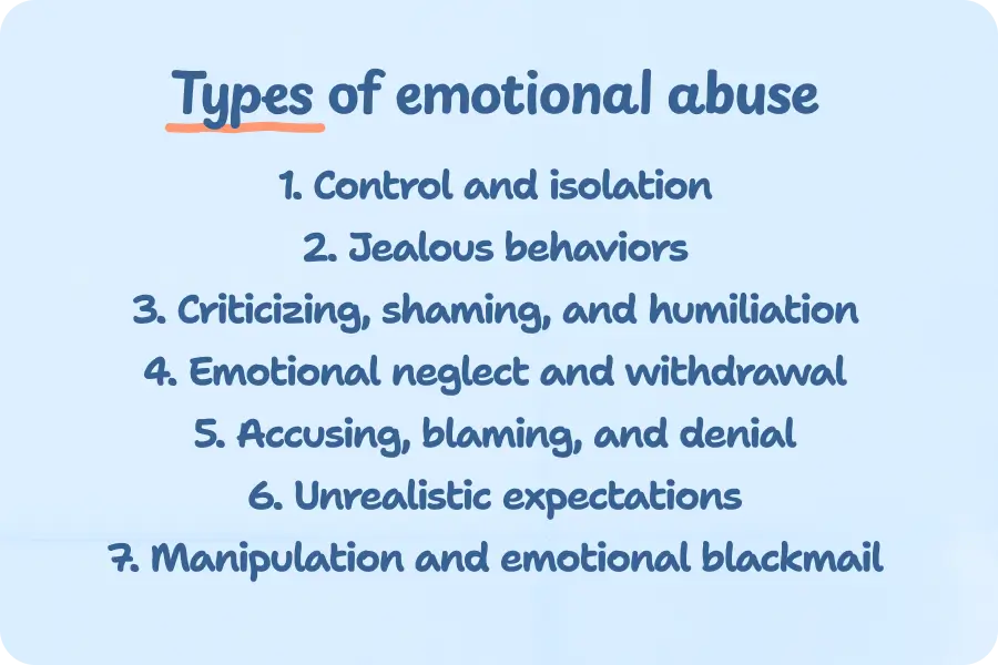 Types of emotional abuse