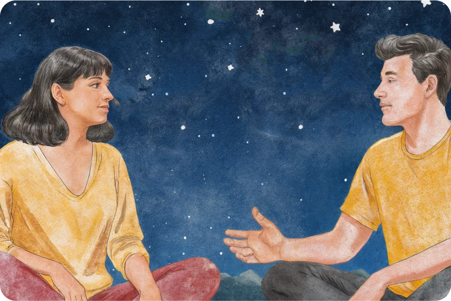 A couple thinking about taking avoidant attachment style quiz