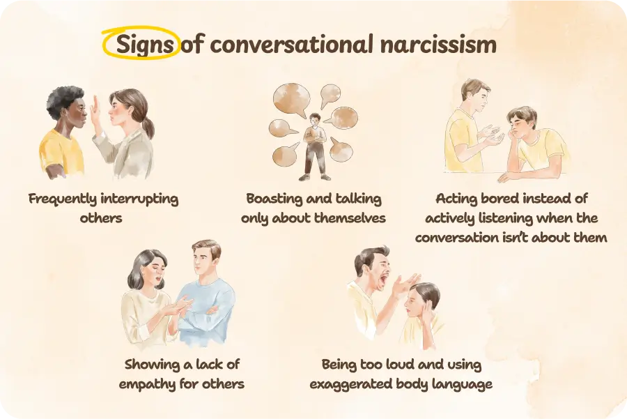 Signs and examples of conversational narcissism