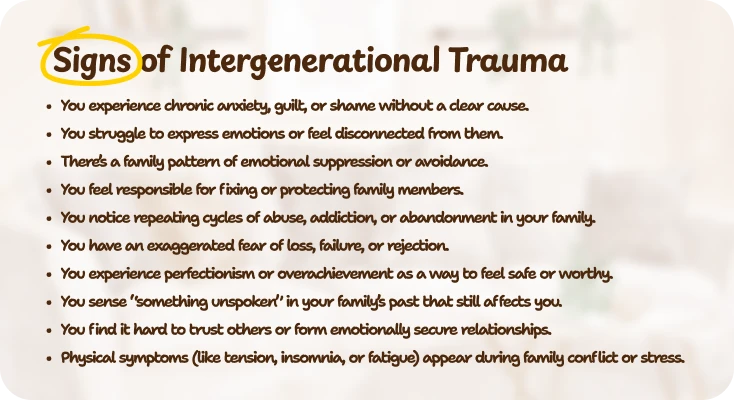Signs of intergenerational trauma