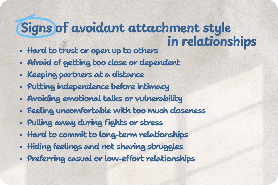 Signs of Avoidant Attachment in Relationships