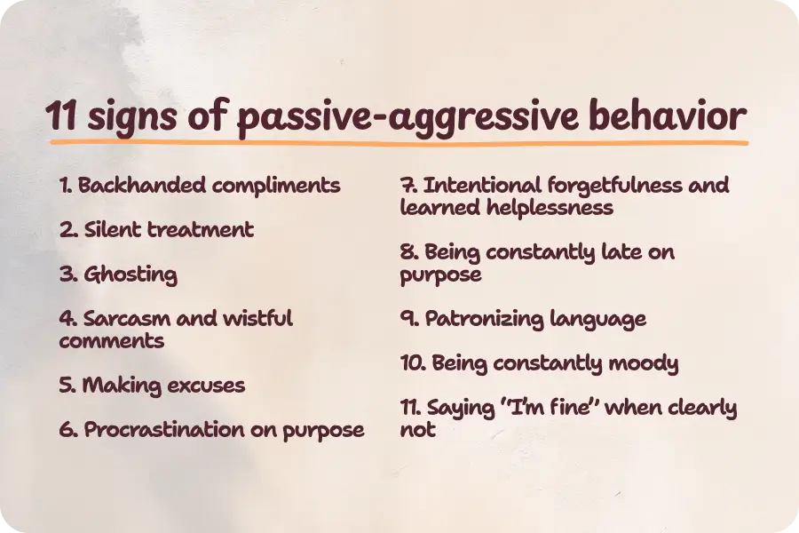 Signs of passive-aggressive behavior