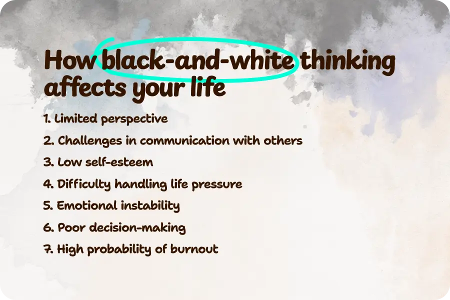Black and white thinking outcomes