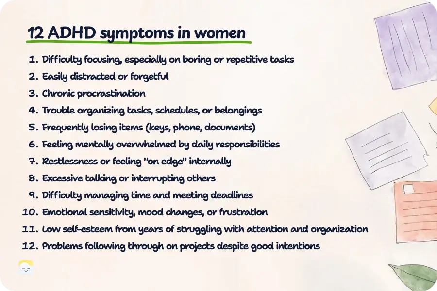 12 ADHD symptoms in women