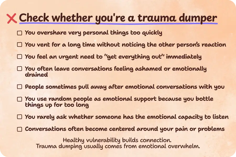 Signs you engage in trauma dumping in a relationship
