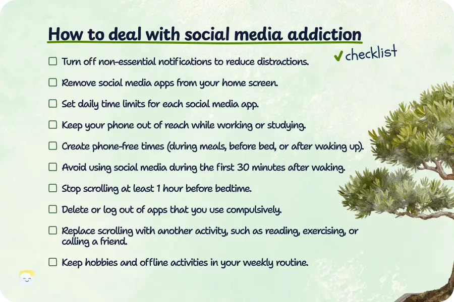 How to stop social media addiction checklist