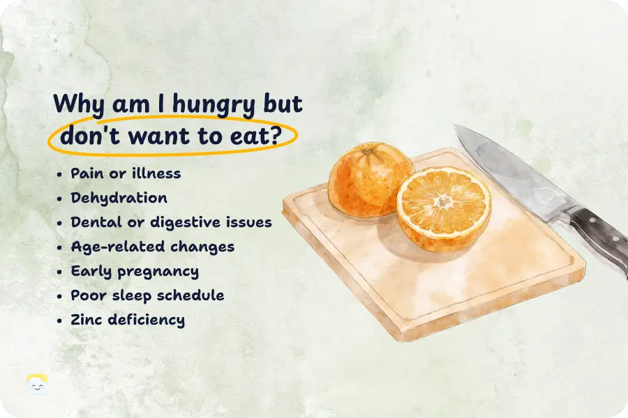 "Why am I hungry but don't want to eat?" Potential answers